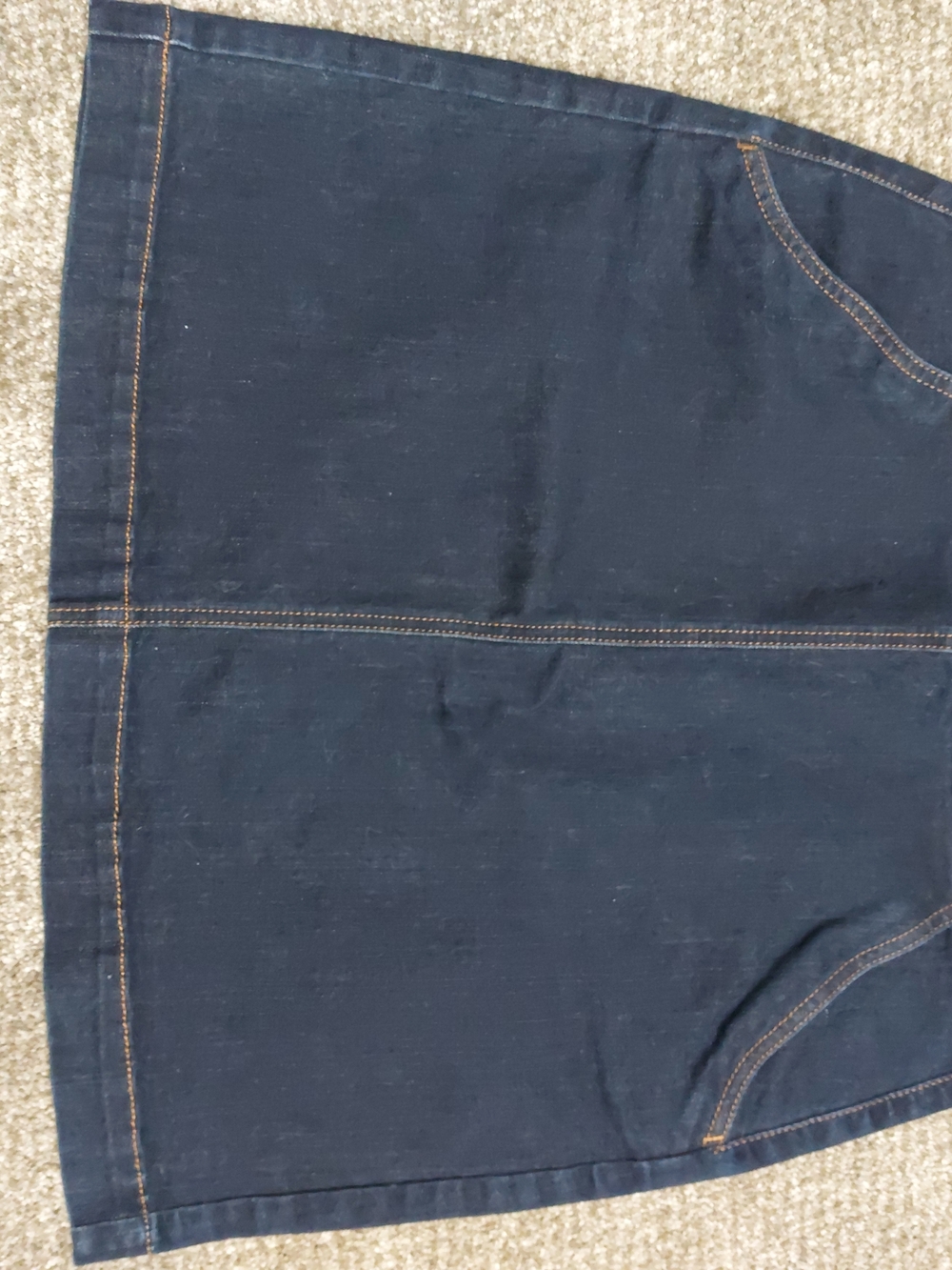 LOFT Dark Blue Denim Skirt with Contrast Topstitching